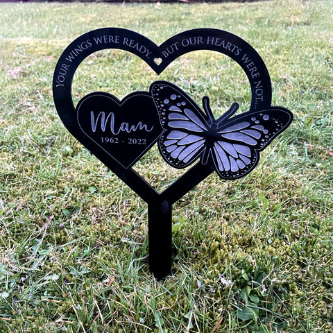 Heart Butterfly Grave Marker
